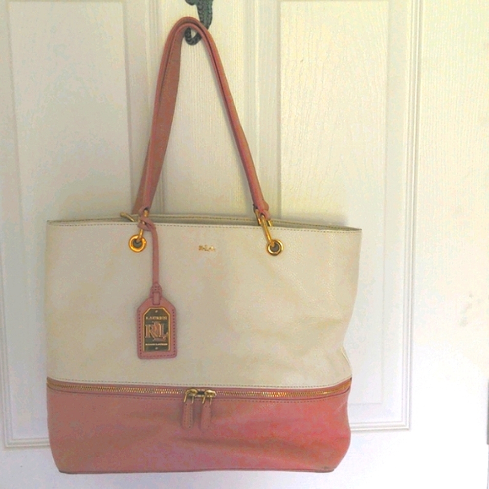 Cream and Pink Ralph LaurenTote